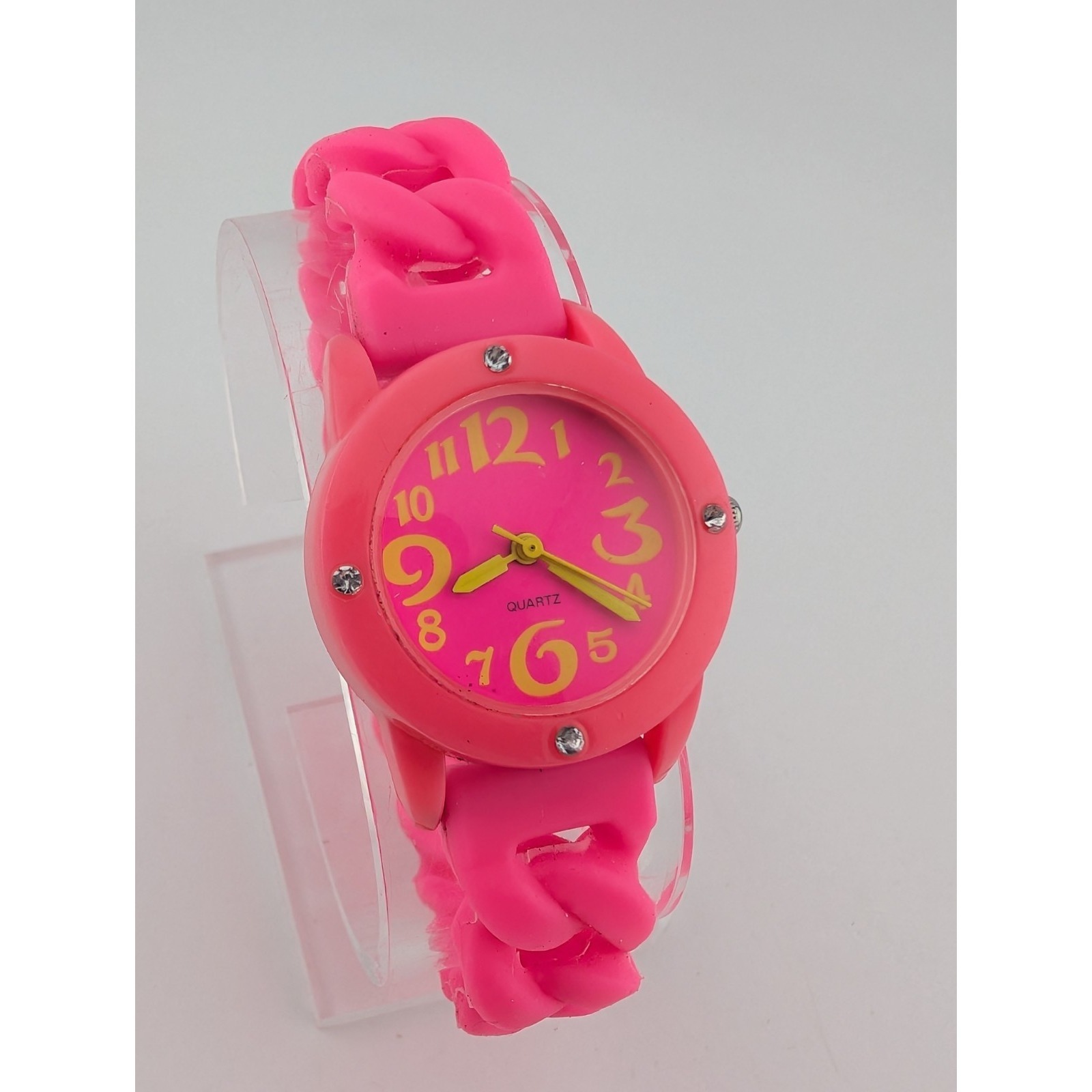 The Childrens Place Kids Watch 30mm Case Pink Silicone Band- New Battery